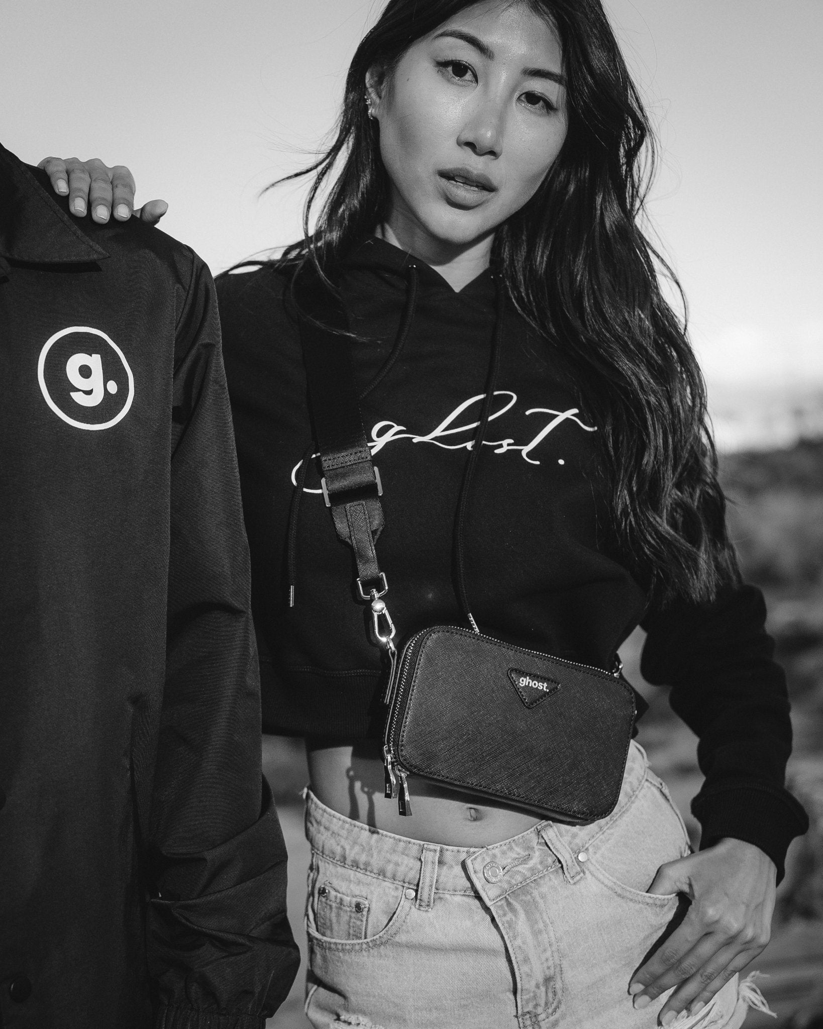 Script Crop Hoodie - GHOST