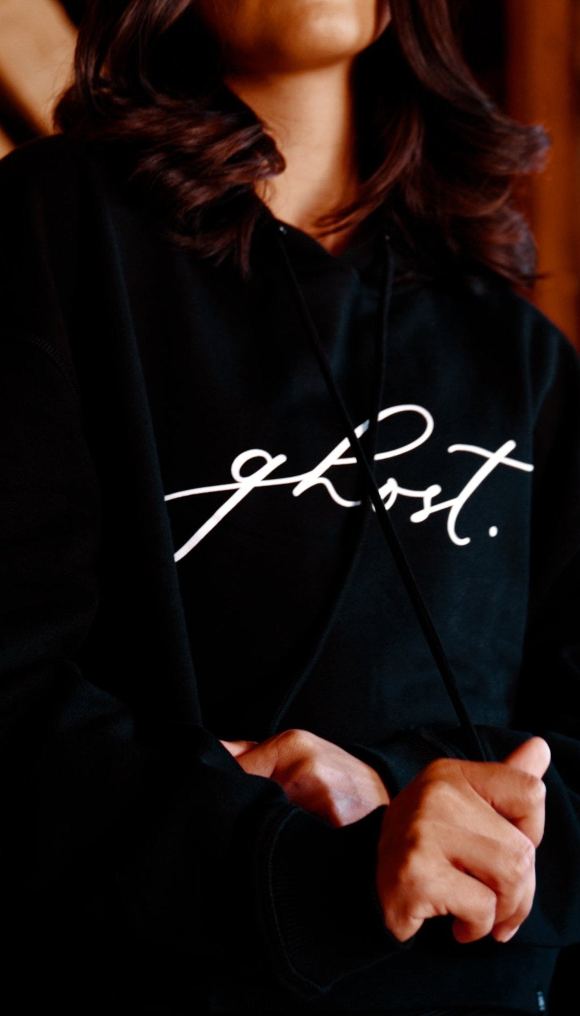 Script Crop Hoodie - GHOST